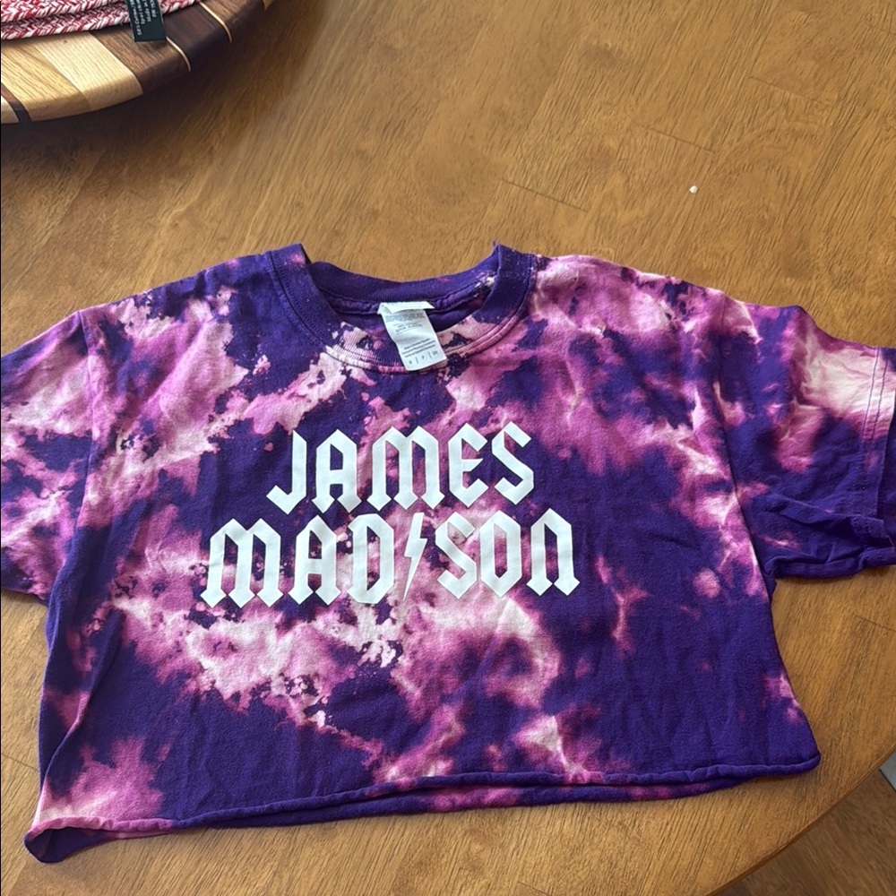 JMU Purple Tie-Dye crop top